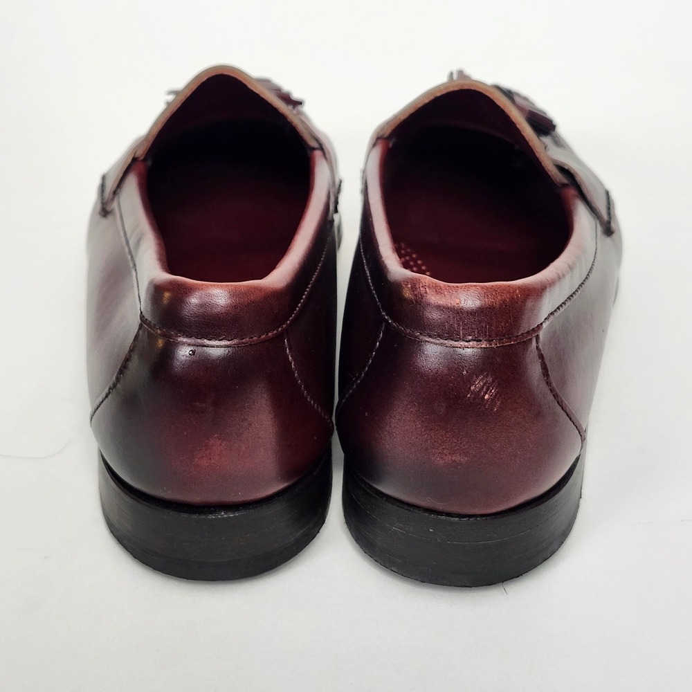Vintage 90s Lands End Oxblood Leather Tassel Loafers Preppy Ivy USA 11 W 440358 - Picture 4 of 11